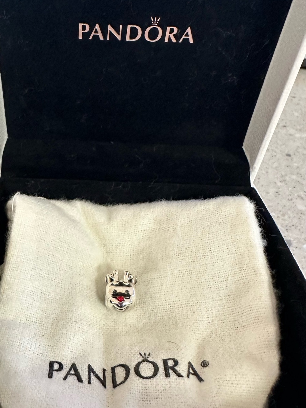 Pandora Reindeer Charm with Red Accent